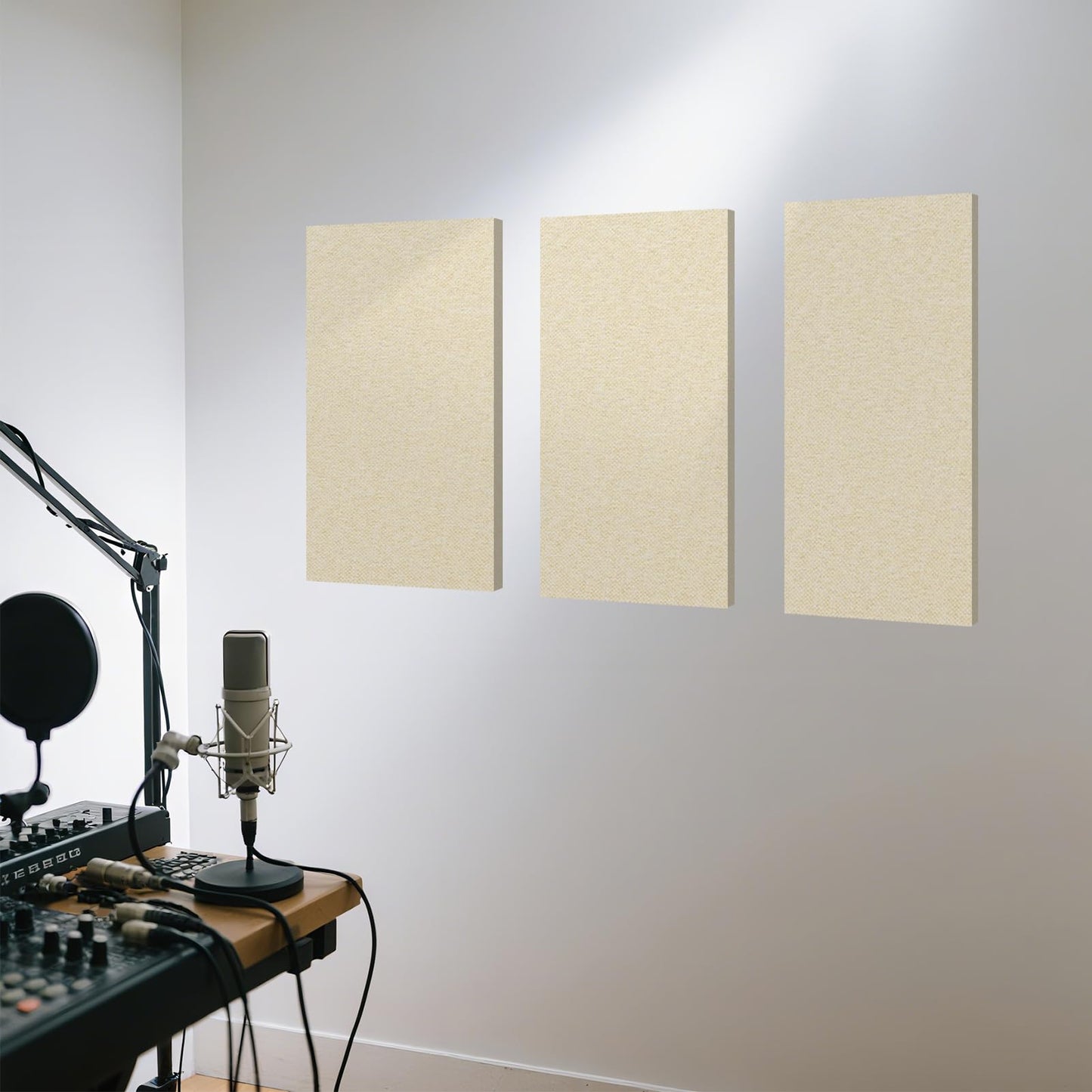 Art3dwallpanels 4 PCS Acoustic Panels, 24''x12'' Fabric Soundproof Wall Panels, Easy-Hook Mounting Sound Absorbing Panels for Studios, Office, Home Theater, Linen