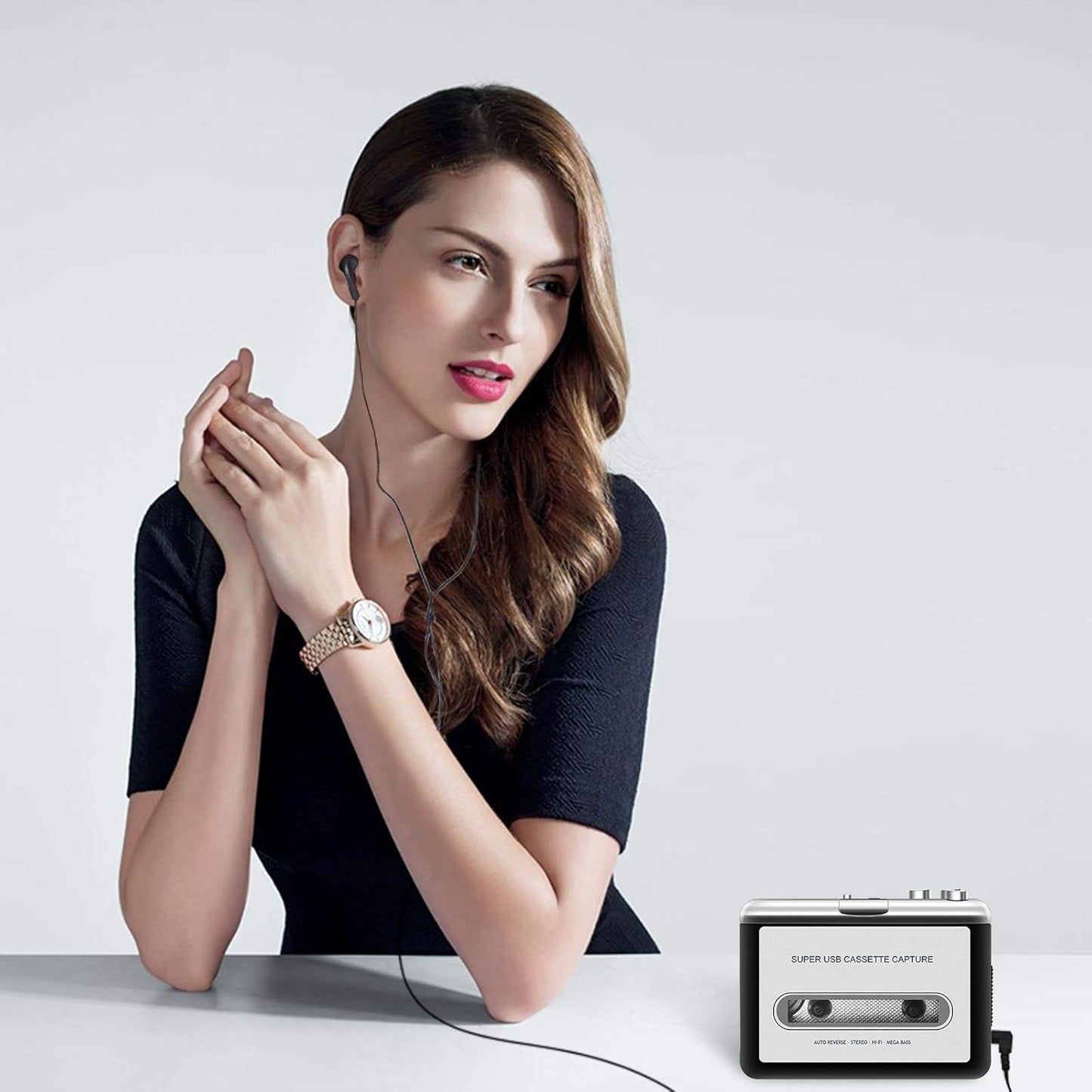 Cassette Cassette Cassette Reshow Tape Player Portable Tape Player Audio to Digital Converter, Compatible with Laptops