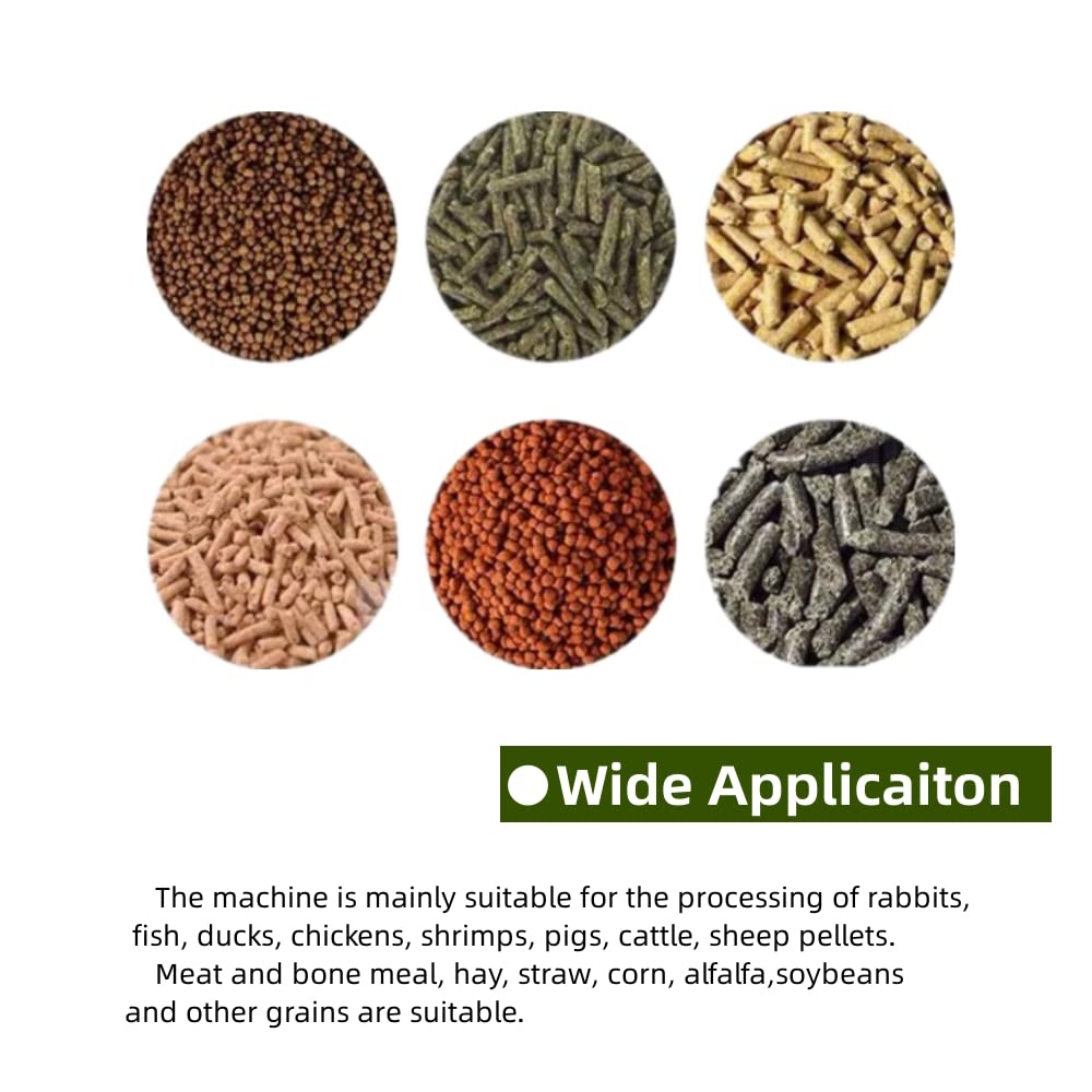 HayWHNKN 5mm Feed Pellet Mill Machine Animal Feed Pellet Maker Pelletizer Machine Animal Feed with 2 Rollers 220V 3KW 150kg/h