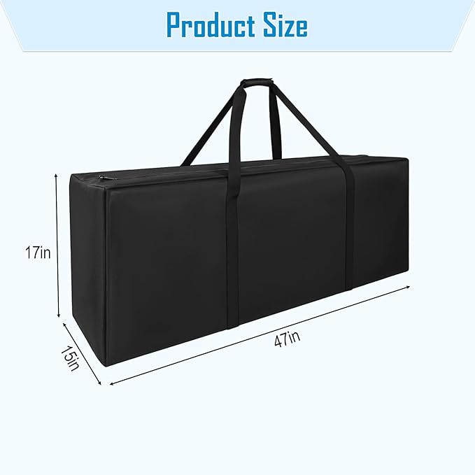 Sports Duffle Bag 47IN Extra Large Travel Duffel Luggage Bag with Upgrade 2-way Lockable Zippers, Durable & Water Resistant (47" Black)