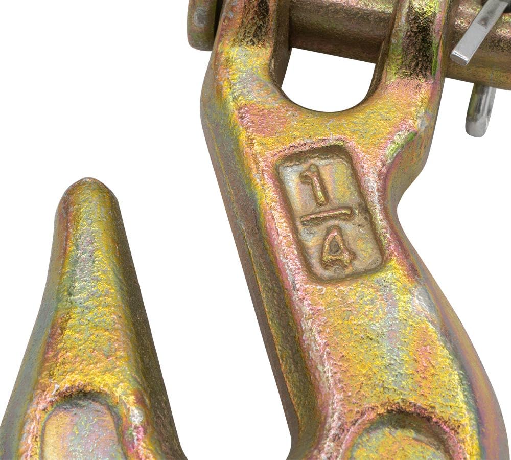 Mytee Products 10 Pack 1/4" Grade 70 Clevis Grab Hooks - 11660 lbs Breaking Strength Forged Steel - Chain Grab Hook for Truck Tractor Flatbed - Heavy Duty Grab Hooks for Lifting, Rigging, Forklift