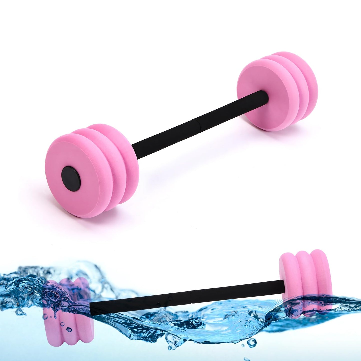 Soulchen Long Aquatic Exercise Dumbbells Foam Water Weights Dumbbell Aquatic Pool Barbells with High Density EVA Foam for Swim Water Aerobics Workouts Loss(Pink,25.2 Inch)