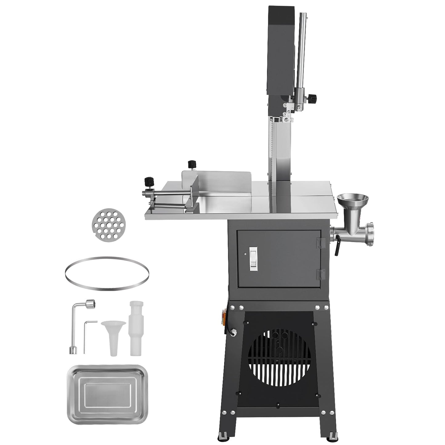 VEVOR Commercial Electric Meat Bandsaw, 550W Stainless Steel Vertical Bone Sawing Machine, 19.1"x15" Workbench, 7.09 Inch Cutting Thickness, Frozen Meat Cutter with Blade for Rib Pork Beef