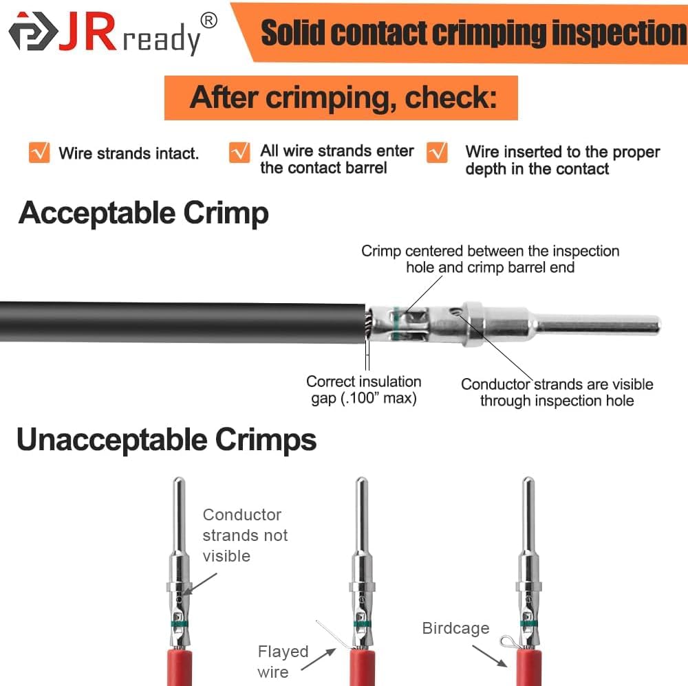 JRready ST6308 Deutsch Connector Kit, Waterproof DT Connector 2 3 4 6 8 12 Pin, Size 16 Solid Contacts, DT2 Crimper Equivalent to Deutsch Crimp Tool HDT-48-00, 12-22AWG, 417PCS