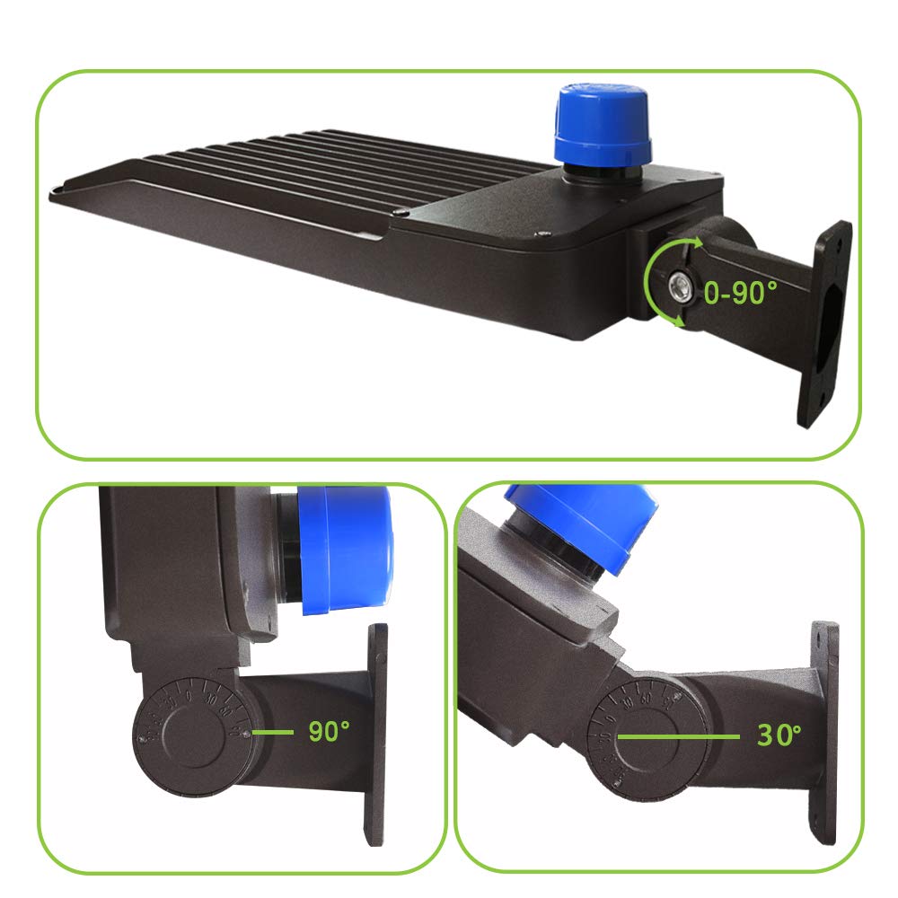 ledmo 300W LED Parking Lot Lights with Adjustable Arm Mount Dusk-to-Dawn Photocell Sensor Outdoor Commercial Area Lighting 36000LM 5000K IP65 LED Street Flood Security Light for Shop|Yard|Roadways