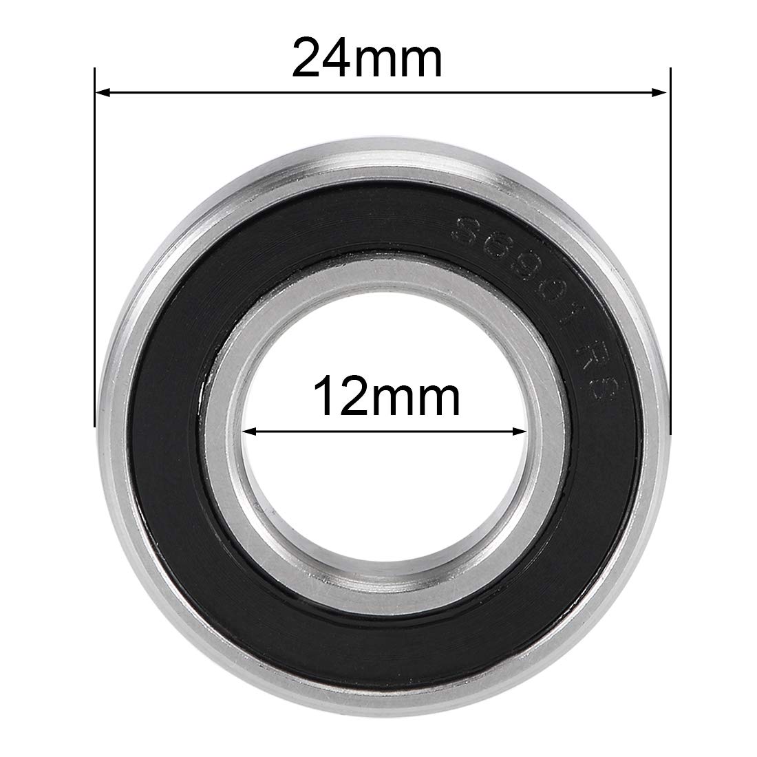 uxcell S6901-2RS Deep Groove Ball Bearings 12mm x 24mm x 6mm Double Sealed 440C Stainless Steel 2pcs