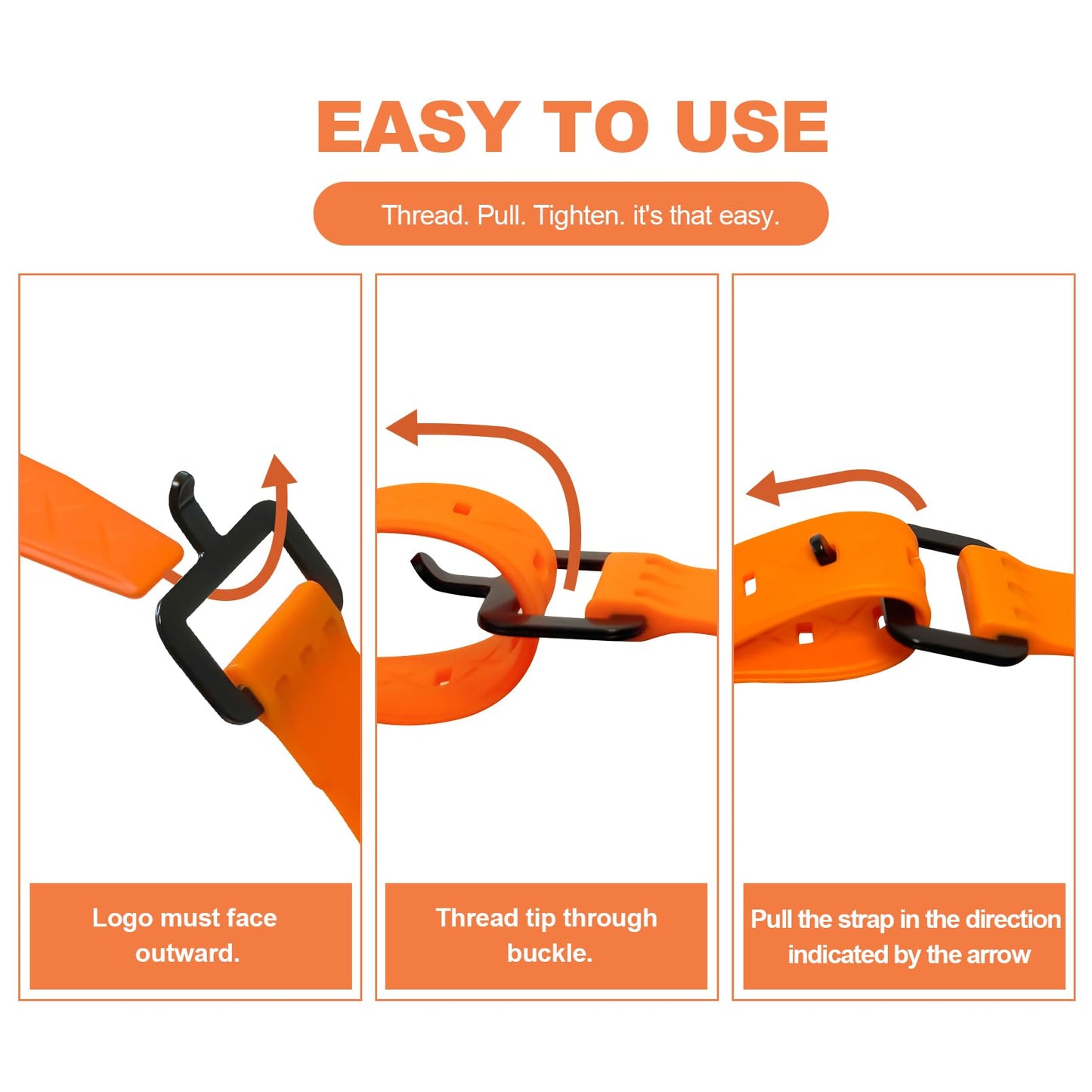 AMEDELE 4 Pack Lashing Straps with Buckles,Adjustable Utility Tension Straps,Simple Tie-Downs Straps for Securing Bike Moto Luggage,Garden Hoses,Skis,Wires and Cables,Orange,22"