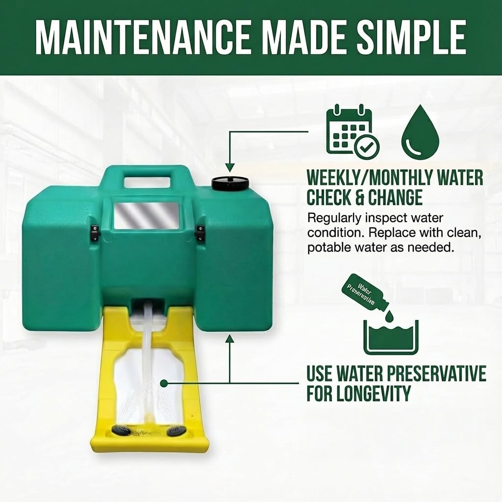 GOL-SIV Portable Eyewash Station - 8Gallon Eye Wash Stations Wall Mounted,OSHA-Approved Emergency Eyewash Station Unit,Lasting for 10 Minute,with Mirror&Dual Spray(30L)