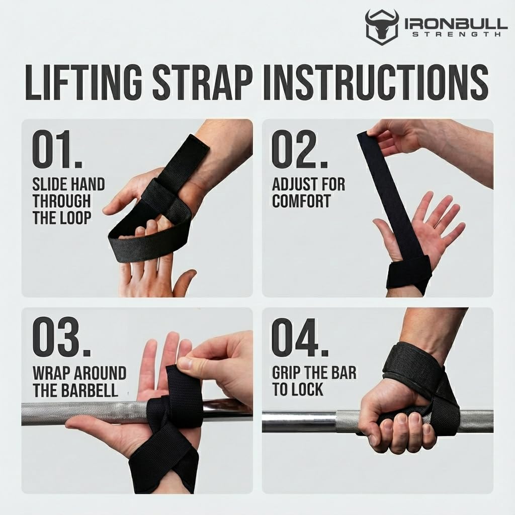 Lifting Wrist Straps for Weightlifting (1 Pair) – Padded Lifting Straps for Deadlifts, Powerlifting, Strength Training & Bodybuilding – Gym Straps for Men & Women (Black V2)