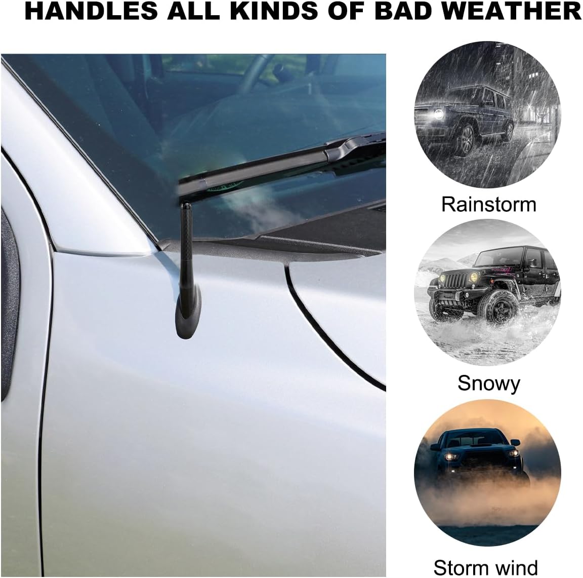 Gasedin 3.14" Car Short Antenna, Carbon Fiber Antennas Replacement with Aluminum Screw, AM/FM Radio Reception Antenna