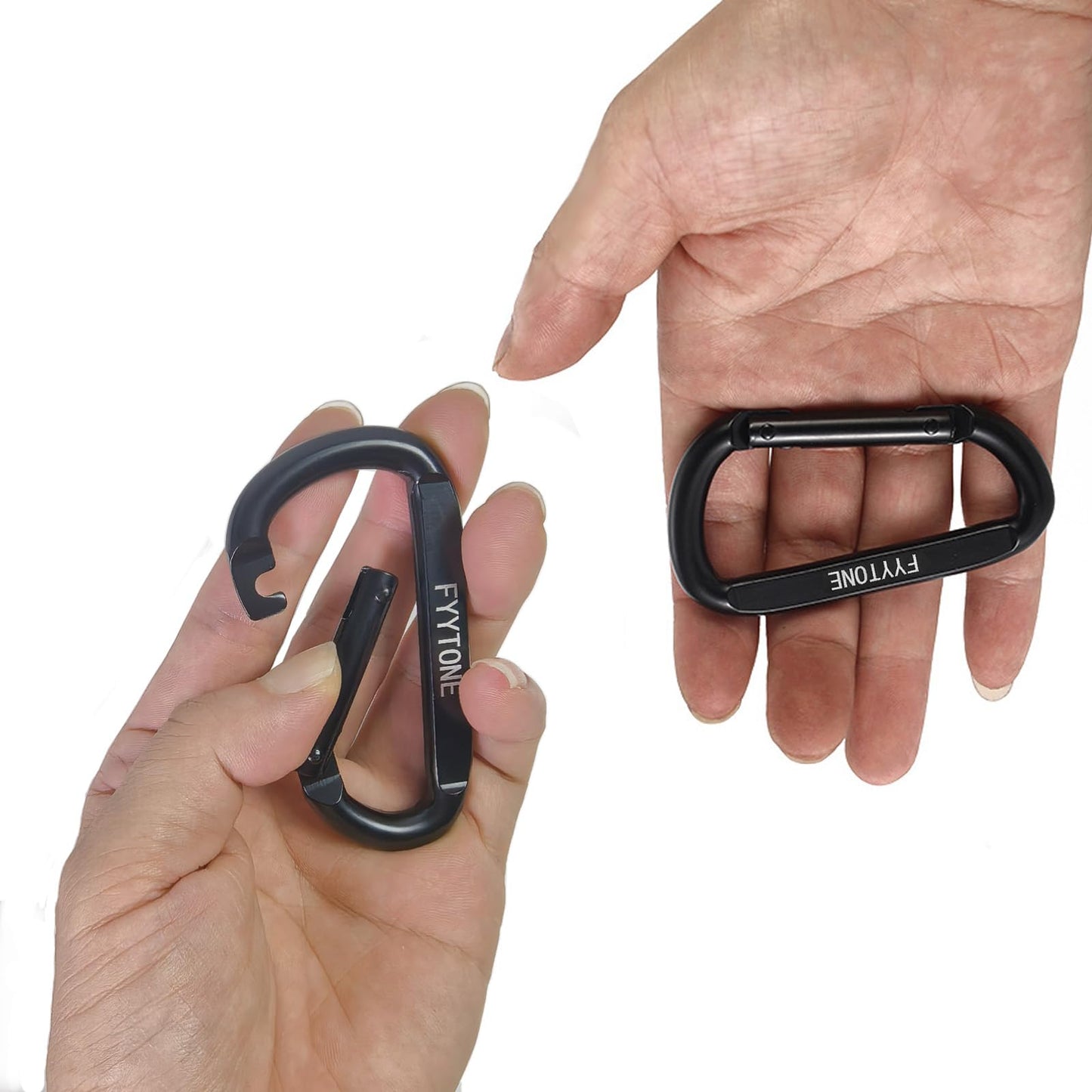 FYYTONE Black Steel Heavy Duty Carabiner Clip, 880 lbs 3" Carabiners D Ring Spring Snap Hooks for Hammocks, Camping, Hiking, Keychains, Outdoors and Gym, Dog Leash. (2 pcs 3" Carabiners)