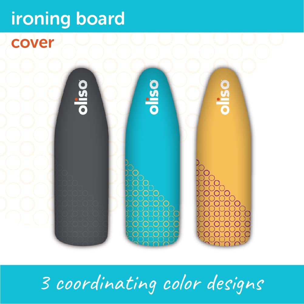 Oliso Ironing Board Cover - 100% Cotton with Professional Felt Pad - Fits 54" x 15" Boards - Turquoise