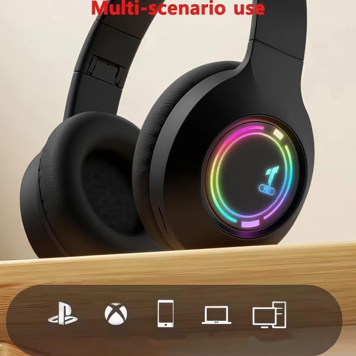 MGHOAQFRS Headset Bluetooth Headphones Over Ear,Wireless Headphones Low Latency, Hands-Free Calls, Noise Reduction