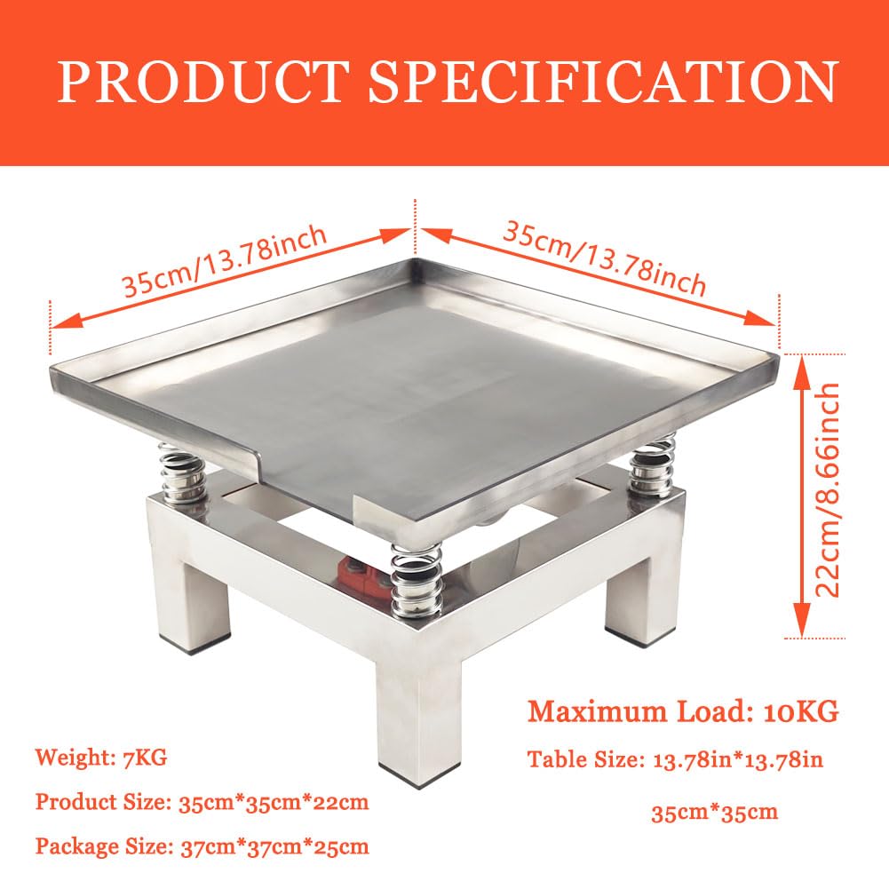 Mini Concrete Vibration Table 13.78 X 13.78 inches Small Vibrating Test Bench Stainless Steel 110V Compactor Platform for Laboratory Warehouse Workshop