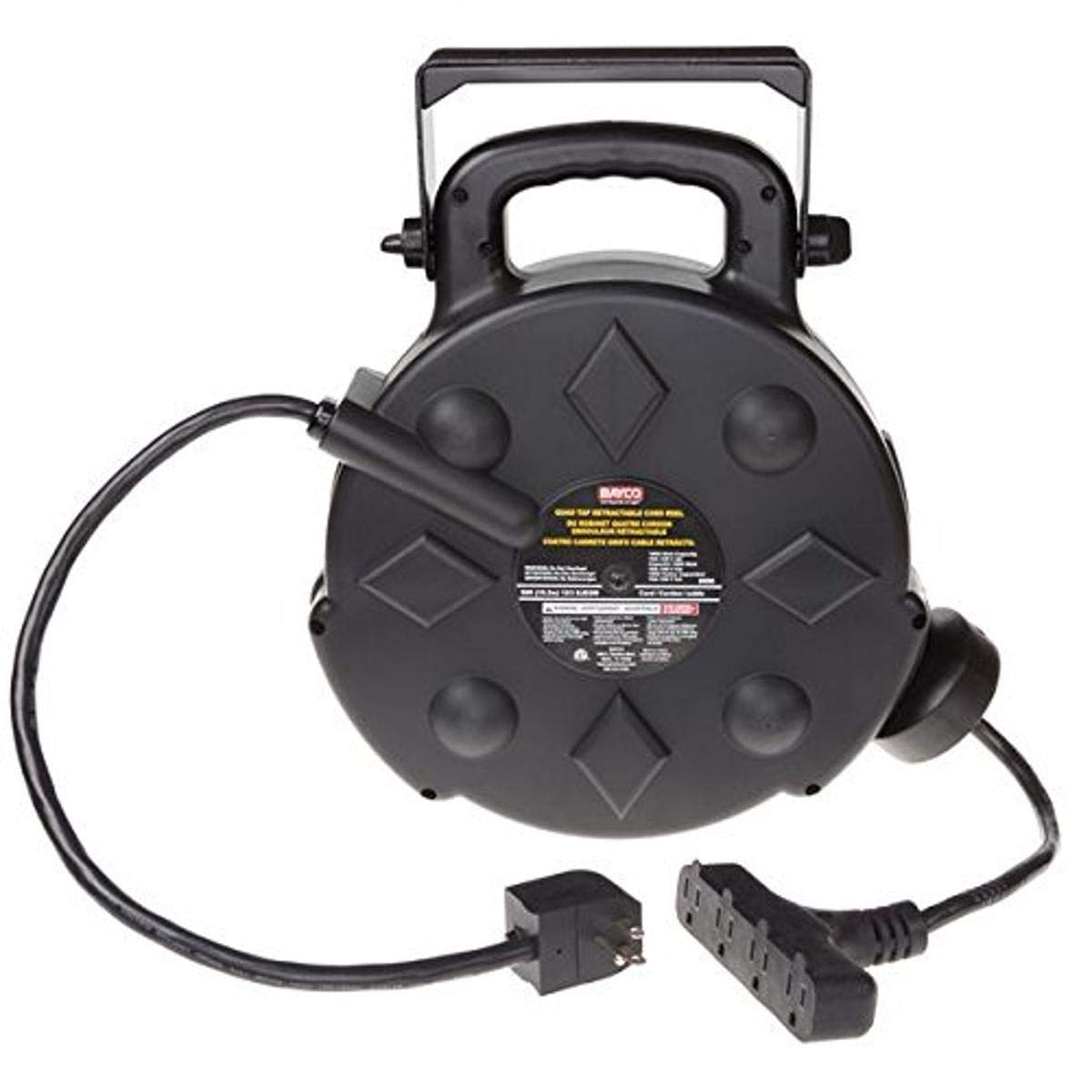 Bayco SL-8906 Retractable Polymer Cord Reel with All Weather Cord, 50-Feet