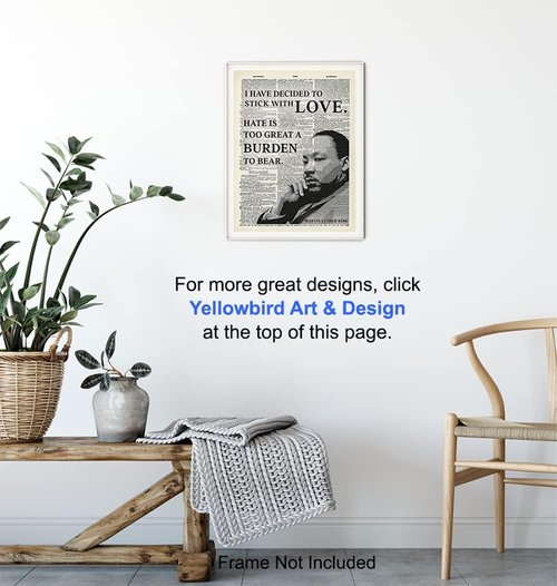 MLK Inspirational Quote Wall Art - Upcycled Poster Print for Home Decor | 8x10 Gift for Civil Rights Advocates