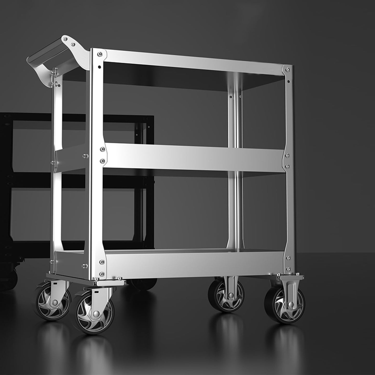 3-Tier 14 Gauge Stainless Steel Utility Cart, 1100 lbs Heavy Duty Service Cart with Wheels, Rolling Tool Cart on Wheels for Mechanic, Garage, Workshop, Warehouse, 15.75" D x 30.7" W x 36.2" H