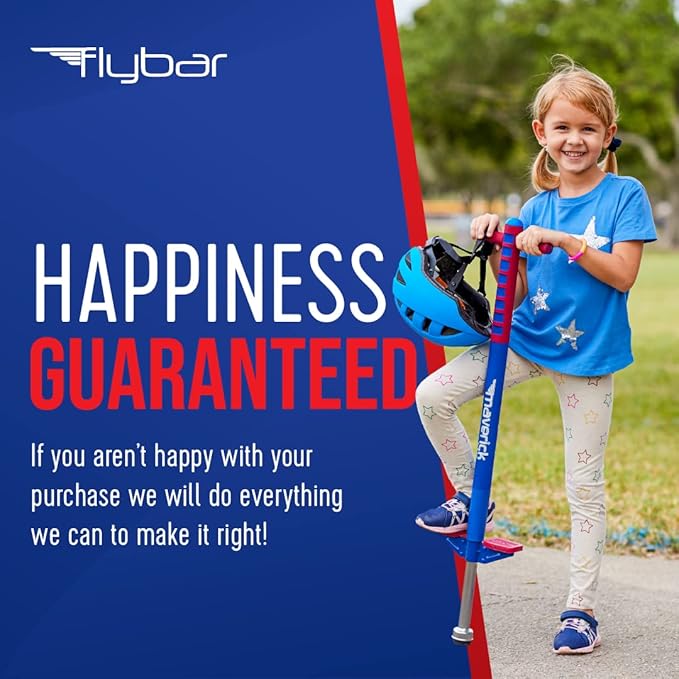 Flybar Maverick Foam Pogo Stick for Kids Age 5 and Up, 40 to 80 Pounds, Pogo Stick for Boys and Girls (Red/Blue)