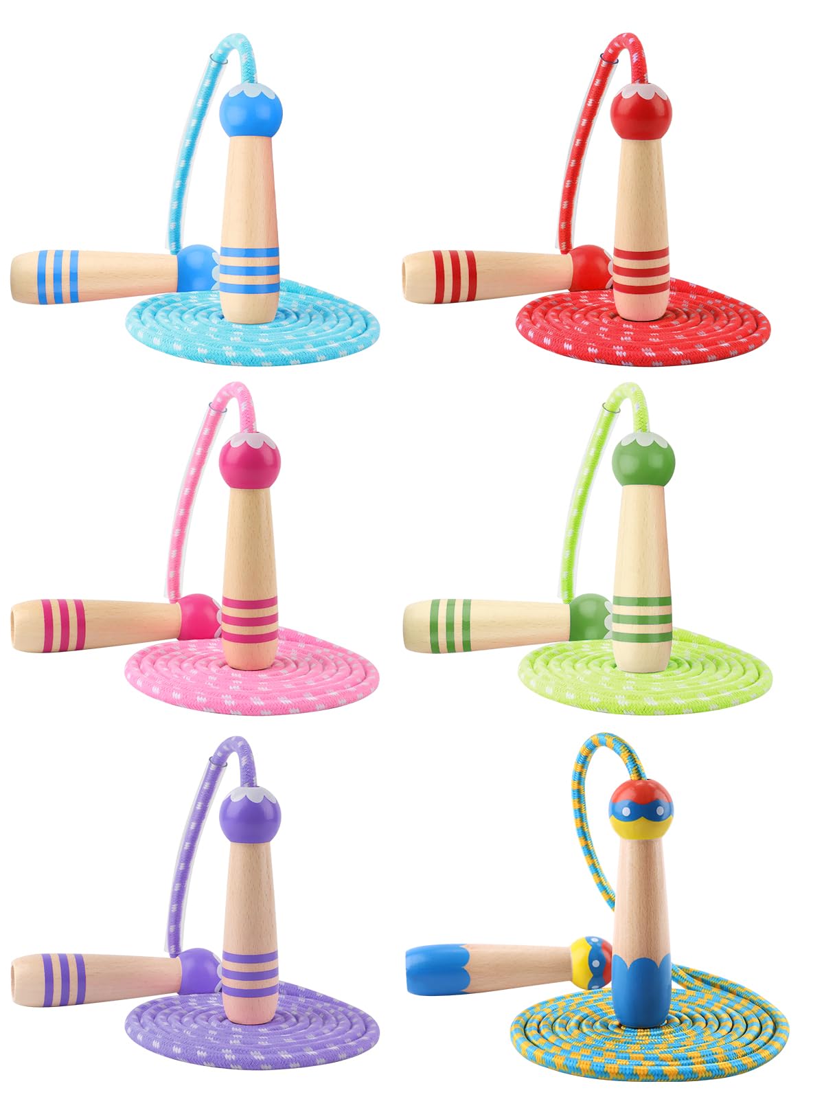 Lorvain Jump Rope for Kids, 9.2FT Adjustable Cotton Skipping Rope with Wooden Handle for Girls and Boys Fitness Workout Exercise Outdoor Activity