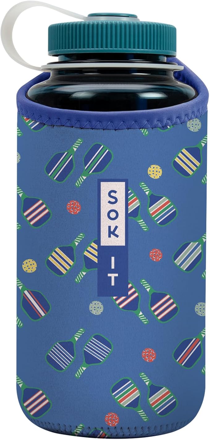 Sok It BotlSok Water Bottle Sleeve Insulated Neoprene Cover (Pickleball, Fits 32oz Nalgene)