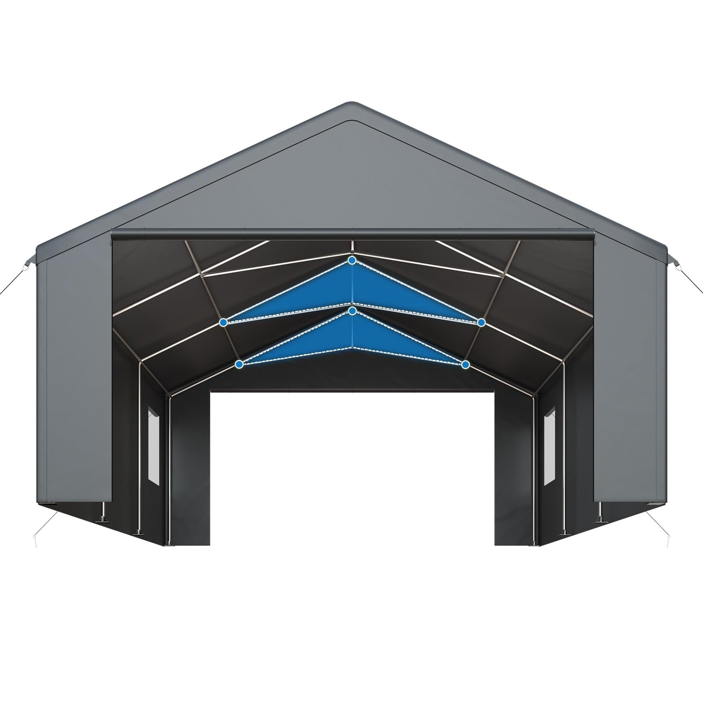 Polar Aurora 20x20 FT Heavy Duty Carport with All-Season Tarp, Portable Car Tent Garage with Roll-Up Windows & Side-Opening Door, Enclosed Car Port Canopy Tent with Galvanized Frame for Car, SUV, Boat