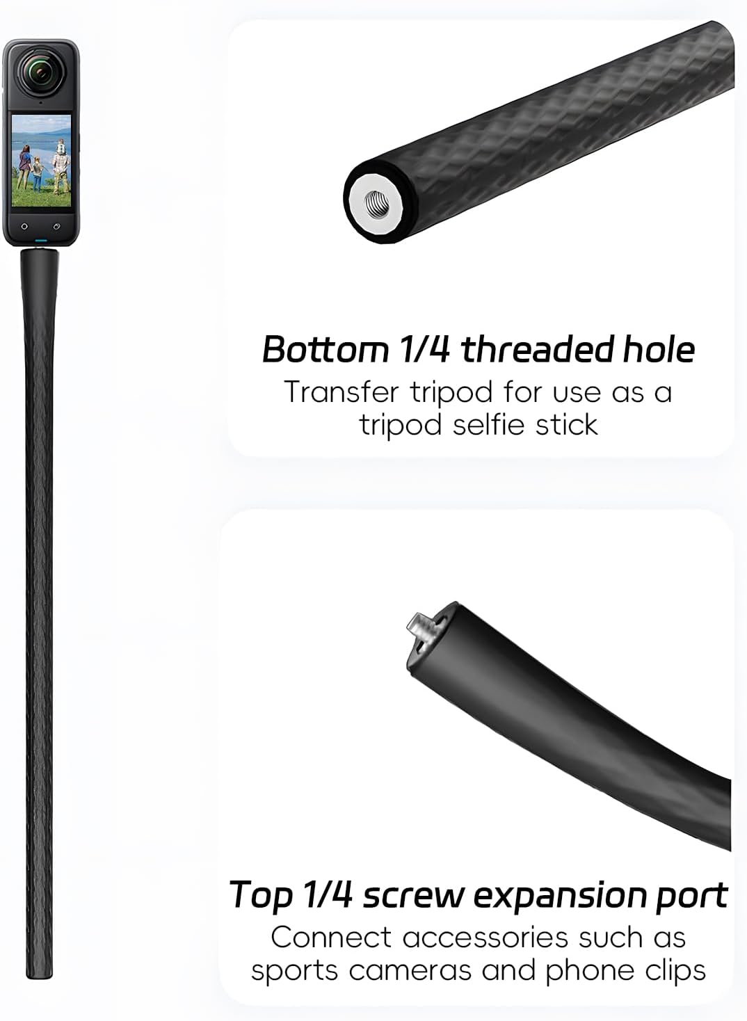 YUNJITONN 20 Inch 1/4 Magnetic Flexible Phone Mount Holder for iPhone and Action Camera, Long Arm Bendable Selfie Stick