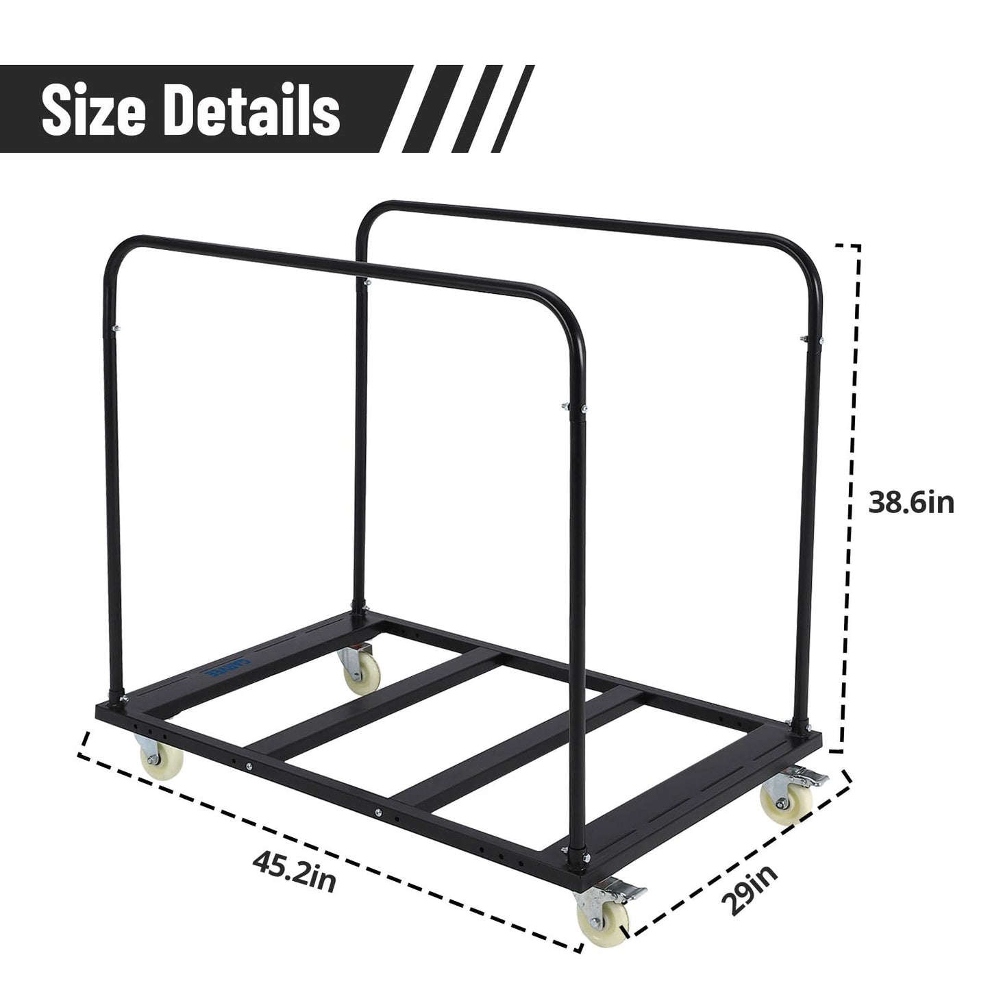 Garvee Folding Table Cart Rack, 1500 LBS Panel Dolly Cart with 5 in Swivel Casters, 10 Table Capacity, Heavy-Duty Drywall Sheet Cart, Handling Wall Panel, Sheetrock, Lumber for Garage, Home, Warehouse