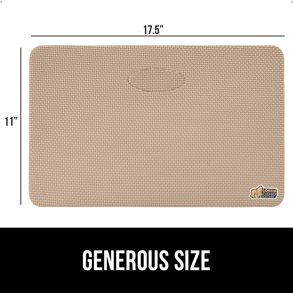 GORILLA GRIP® Extra Thick Patent Pending Supportive Foam Kneeling Pad, Large Cushion Knee Pads for Gardening, Baby Bath Time, Dirt and Water Resistant, Workout and Garden Supplies, 17.5x11, Beige