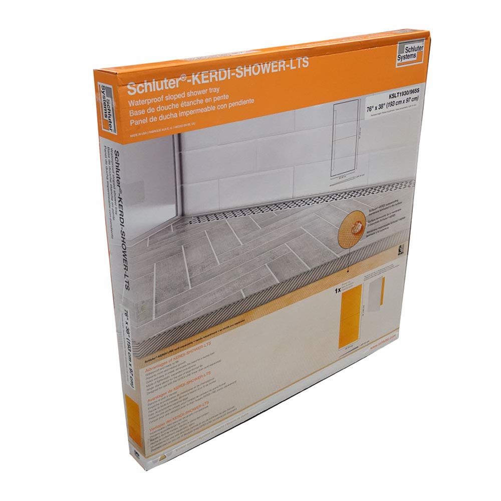 Schluter Kerdi Prefabricated Sloped Shower Tray - Waterproof, Ready to Tile - Lightweight Polystyrene, 76" Length, 38" Width, Long Side Outlet Position - KSLT1930/965S