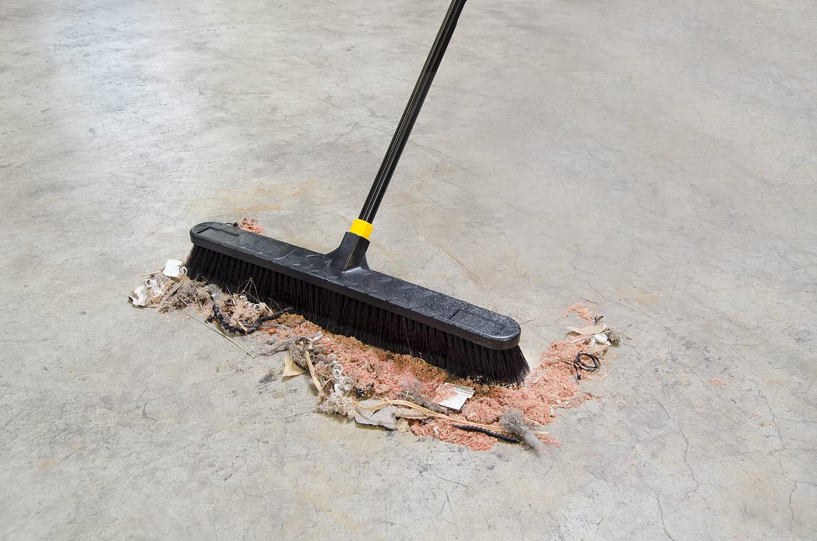 Quickie Bulldozer Smooth Surface Push Broom 24 inch, Black, Sweep and Clean Tile/Sealed Concrete/Other Hard Flooring, Indoor/Outdoor Use/Heavy Duty Cleaning (Pack of 5)