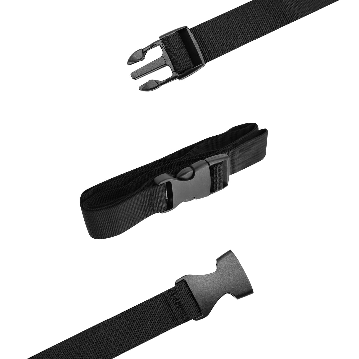 S SYDIEN 5Pcs Black Nylon Strap 1" x 47" (3.9ft) Buckle Straps with Quick Release Adjustable Straps with Buckles, Tie Down Strap for Backpacking, Outdoor Activities