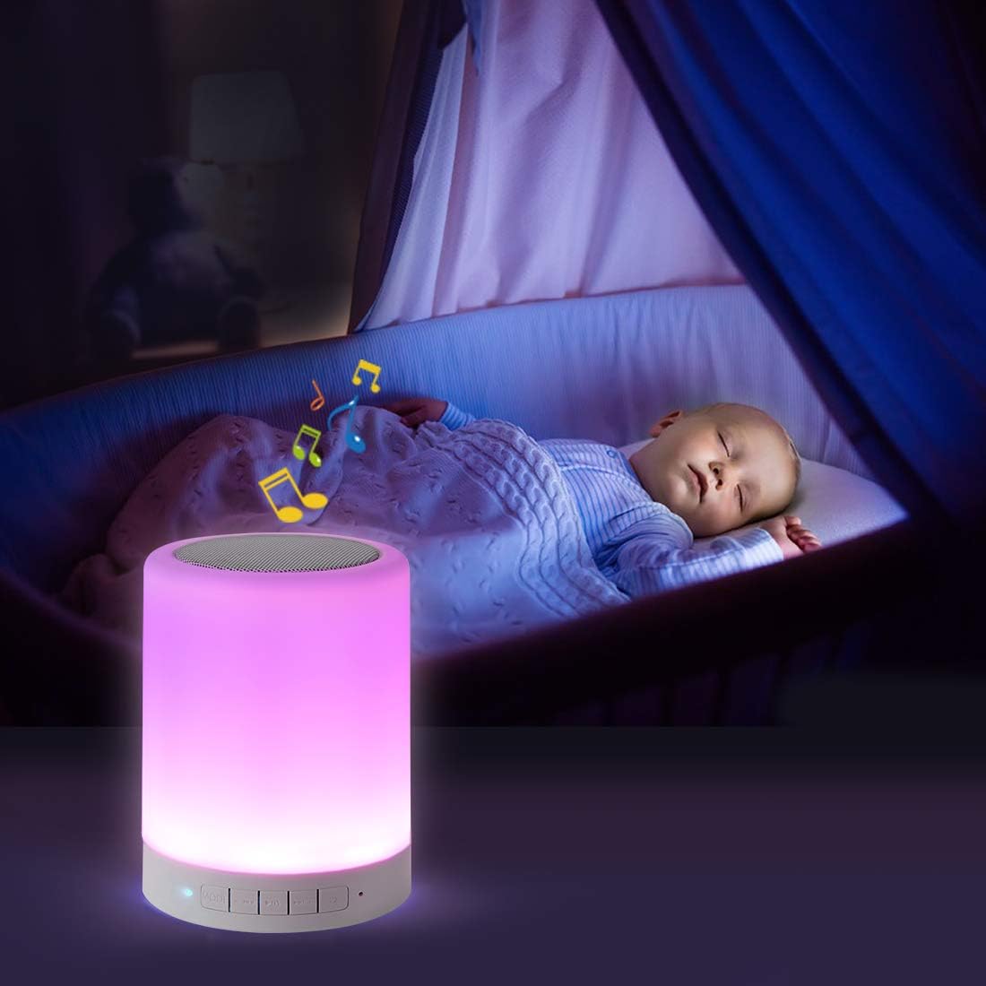 KPR Night Light Bluetooth Speaker, Portable Wireless Bluetooth Speakers, Touch Control Bedside Table Light, Outdoor