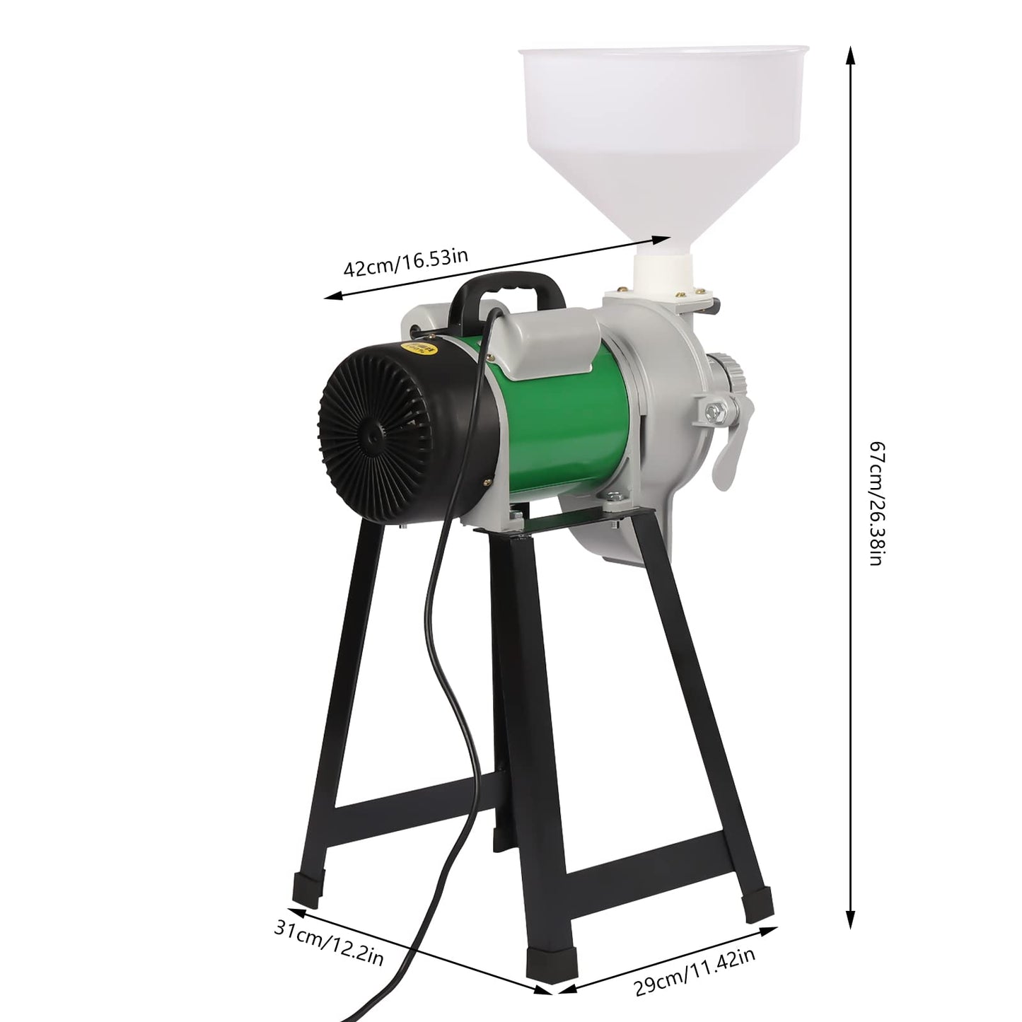 2200W Electric Grain Mill, Electric Corn Mill, Commercial Wet and Dry Grain Mill, Heavy Duty Mill, Grain Corn Wheat Feed Flour Soy Milk Mill with Funnel, 2800R/Min