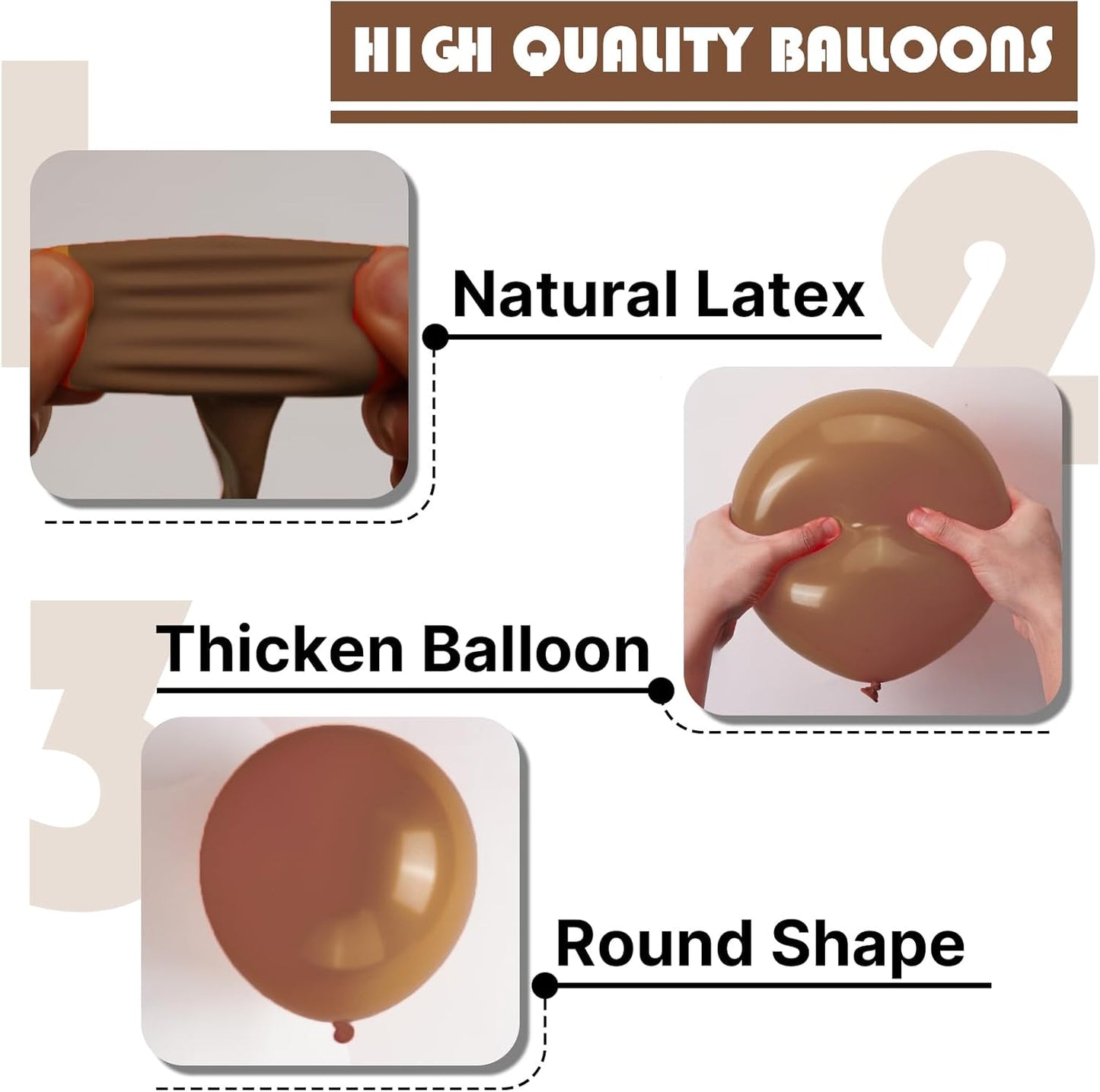 PartyWoo Brown Balloons - 100 Pcs Boho Neutral Coffee Balloon Arch Kit | 18", 12", 10", 5" Sizes for Weddings & Parties