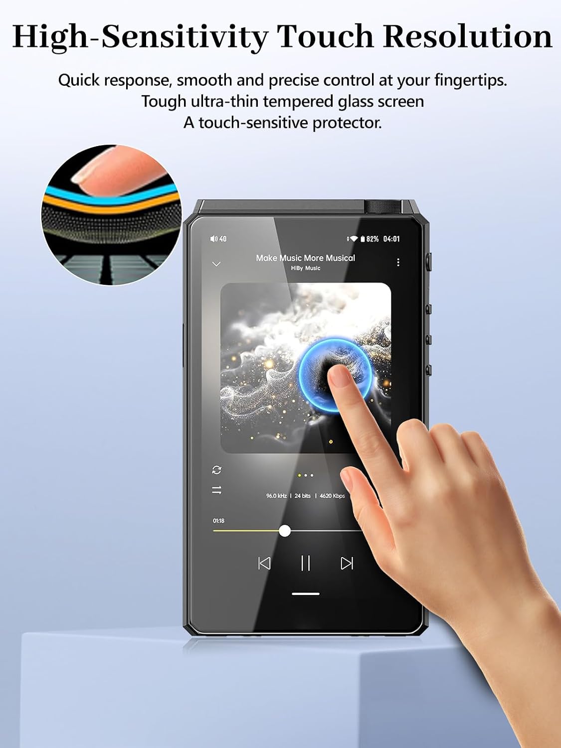 Arxonis 3-Pack R6III 2025 MP3 6H Screen Protector for HiBy Player, Hardness Tempered Glass
