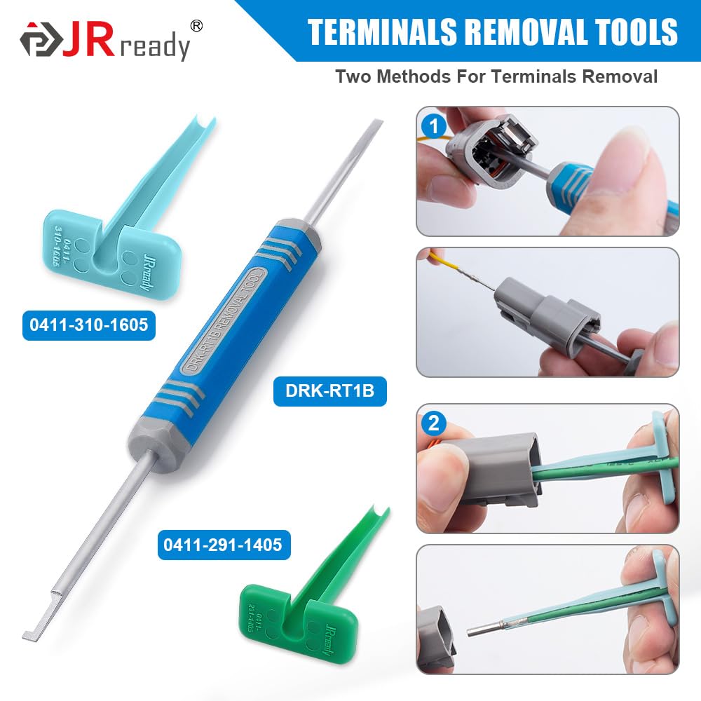 JRready ST6359 Deutsch Connector Kit, 2 3 4 6 8 12 Pin DT Connectors, Size 16 Solid Contacts 16-20AWG, Deutsch Crimp Tool, Deutsch Pin Removal Tool. Waterproof Automotive Electrical Connectors