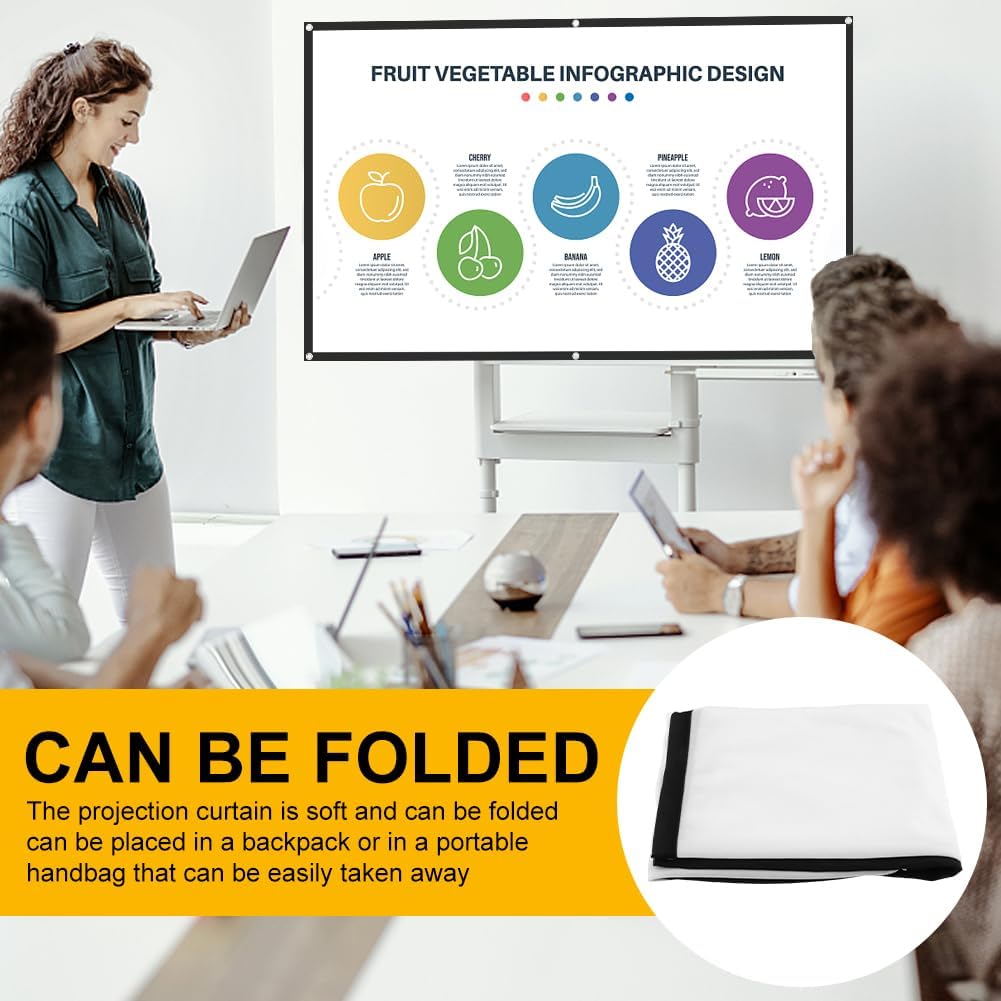 Zornaveli 4K 60"|72"|84"|100"|120"|150" Outdoor(Size:72 INCH) Projector Screen, HD Home Movie Projection Screen