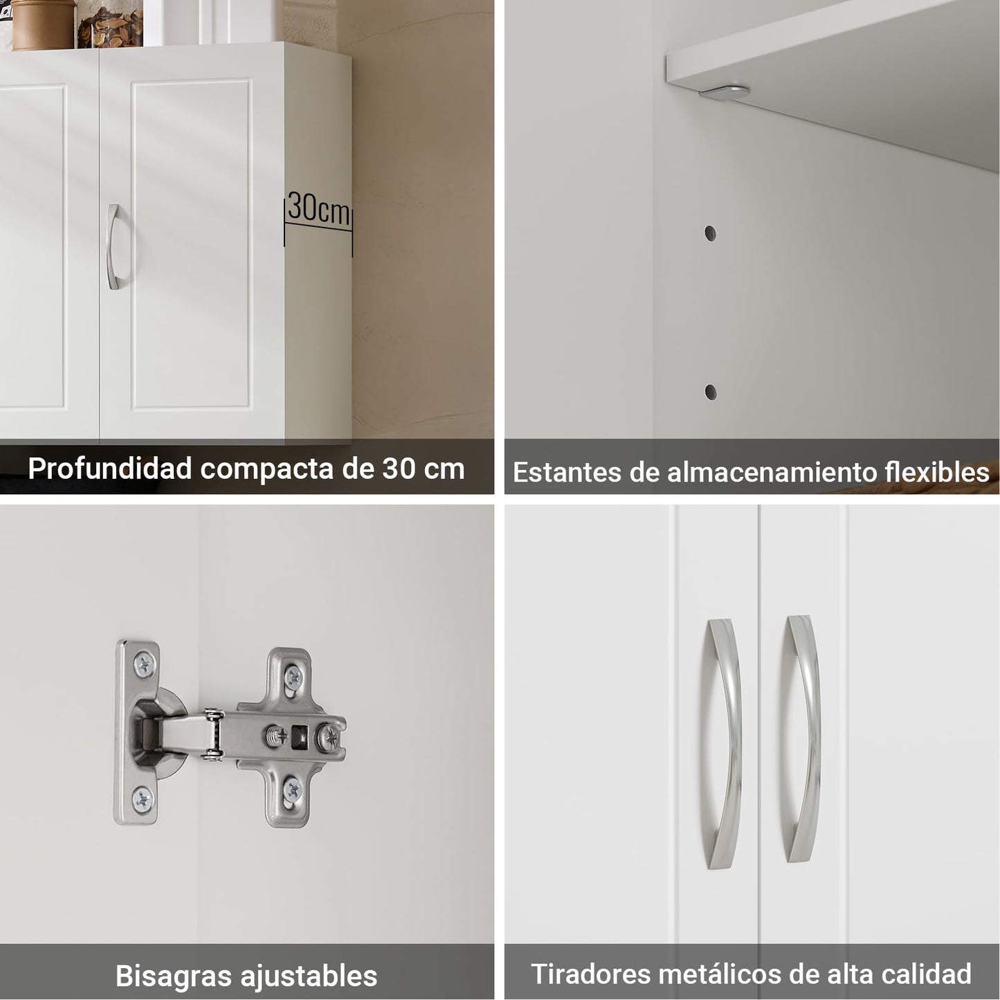 Haotian Wall Cabinet for Laundry Room, Wall Storage Medicine Cabinet for Bathroom Kitchen Garage, Linen Tower Bath Cabinet with Shelf, White FRG231-L-W