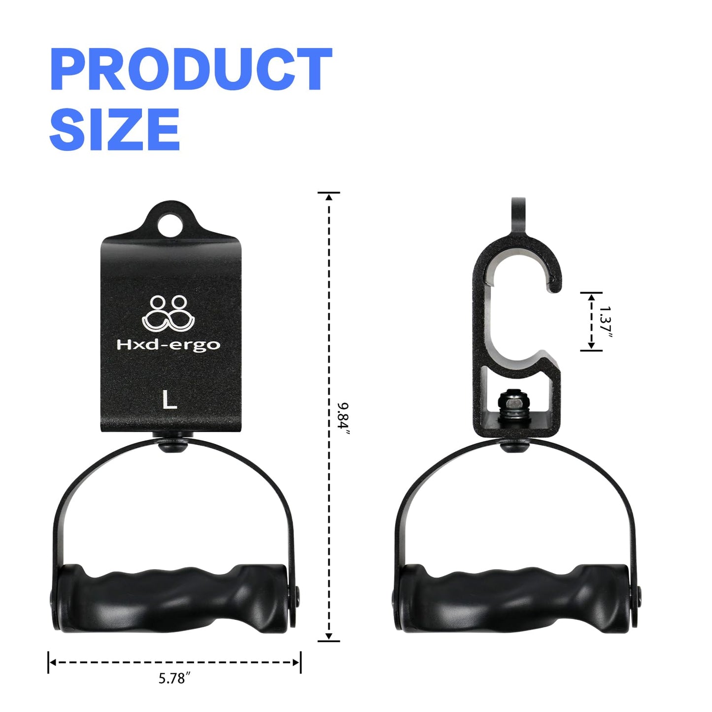 HXD-ERGO Rotating Pull-Up Handles-Ergonomic Exercise Handle for LAT Pulldown Attachments/Seated Rows/Barbell Handles -Quick Attachment to Bar for Strength Training Workout(Black)