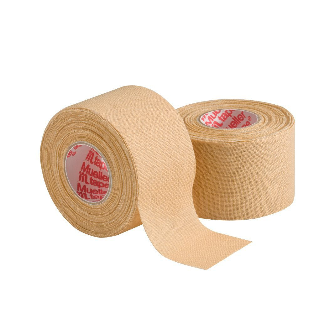 MUELLER Sports Medicine MTape Rolls, Quality Athletic Tape, Easy to Tear for Fast & Effective Taping, 1.5" x 10 Yards Per Roll, 2 Rolls, Beige