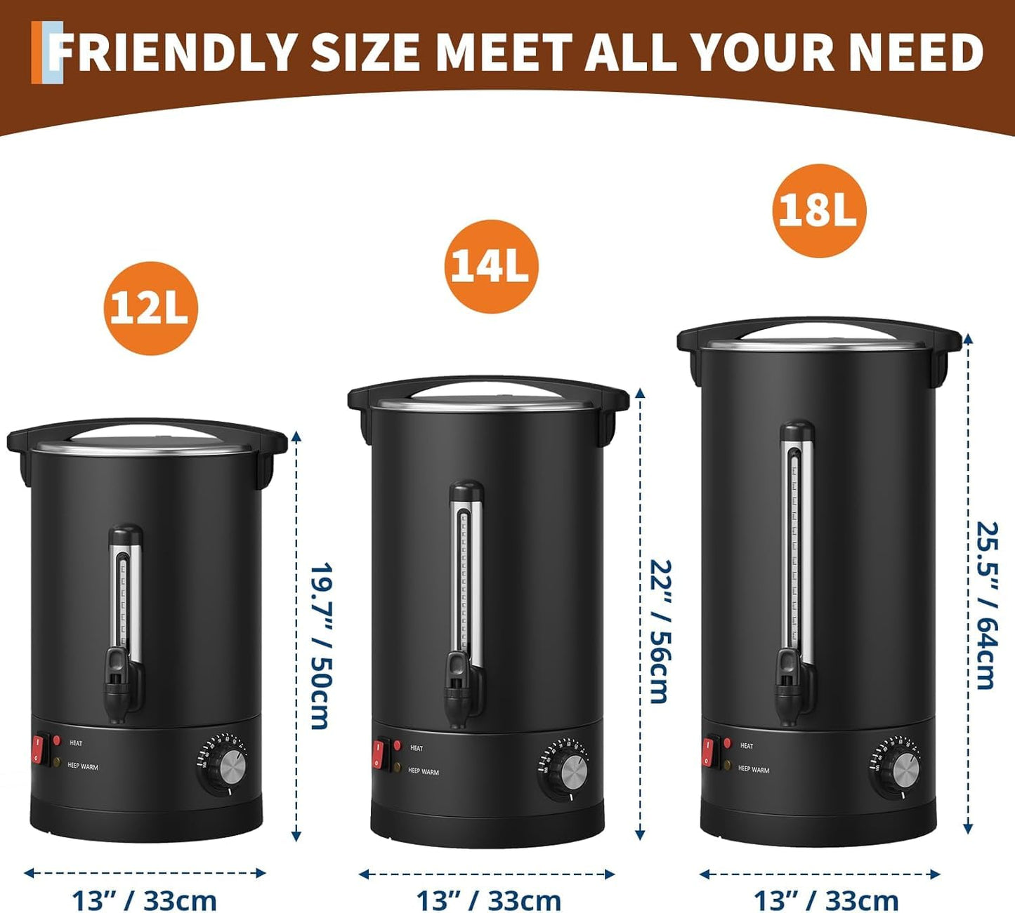 PeacefulHues 120 Cup Commercial Coffee Urn - 18L/4.8Gal Stainless Steel Electric Coffee Maker With Double Wall Insulation, Hot Beverage & Water Dispenser for Weddings, Parties, Catering, Buffets