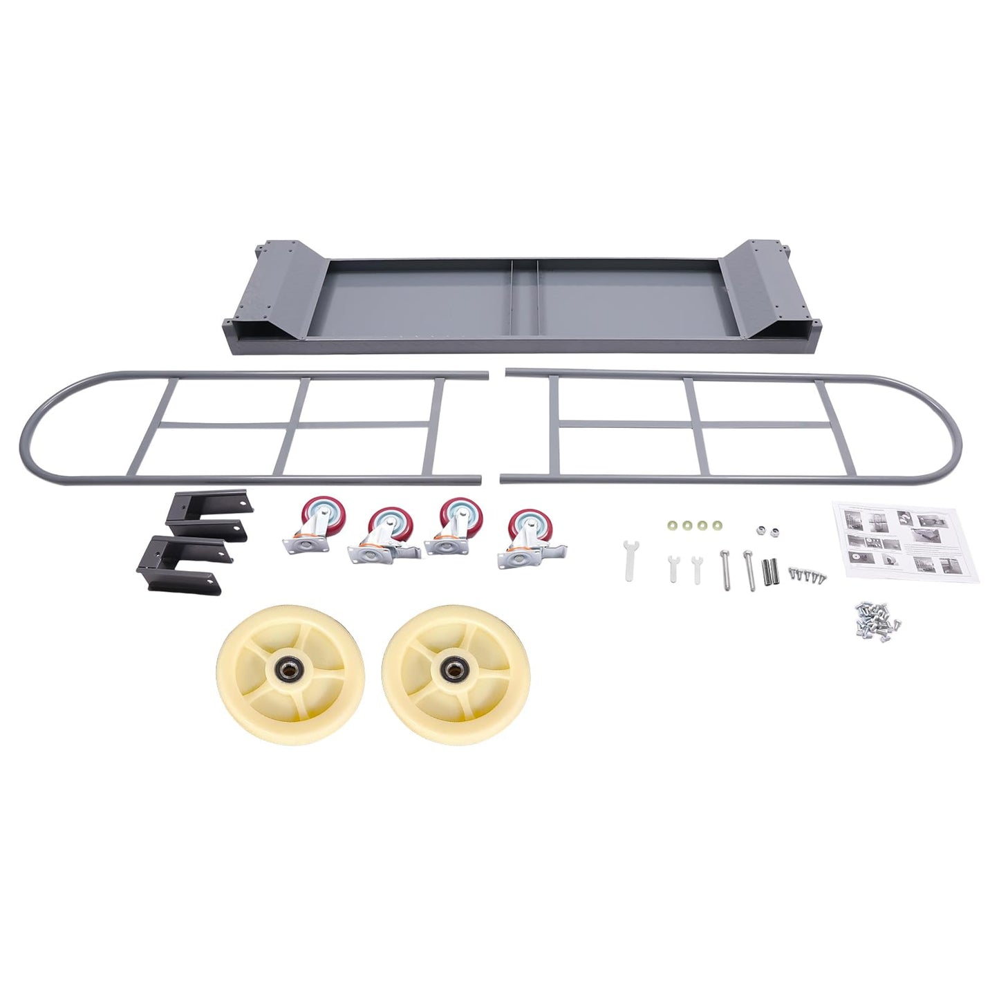 Heavy Duty U-Boat Platform Truck, 64.6"x 15.7"x51.2" Steel Dolly Cart with 2000 lbs Capacity and Removable Side Fences, 6 Wheels and Foot Brake (64.6"x 15.7"x51.2")