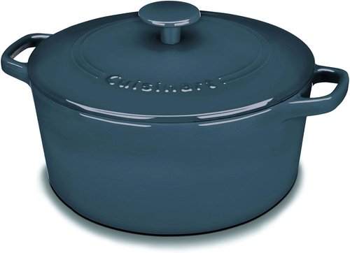Cuisinart Enameled Cast Iron Round Casserole - Provencal Blue, 5-Quart | Classic Chef's Design