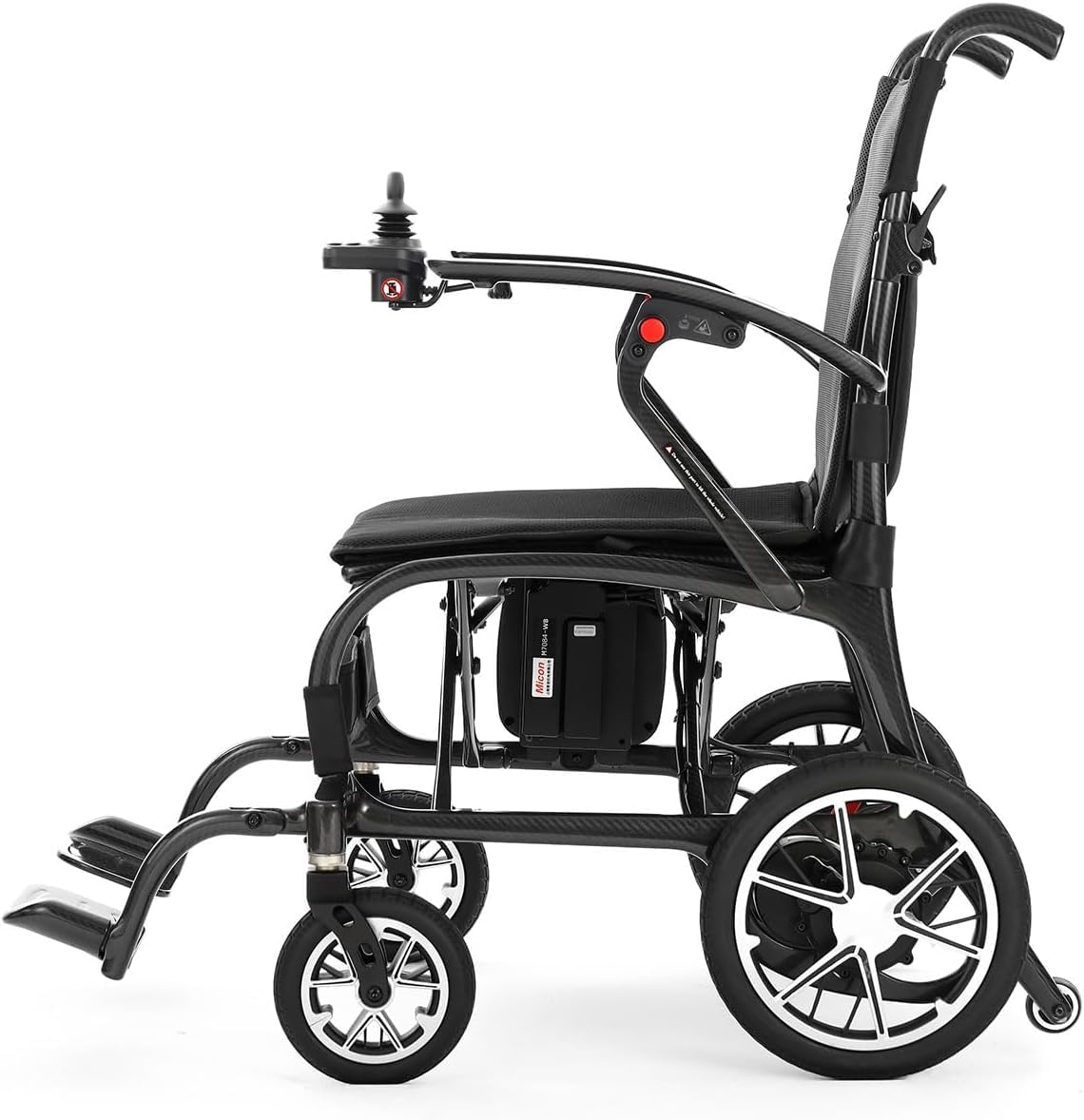 25.5lbs Carbon Fiber Electric Wheelchair for Adults, Lightweight Foldable Power Wheelchair with Dual Batteries, Portable Motorized Travel Wheelchairs, Airline Approved, Black