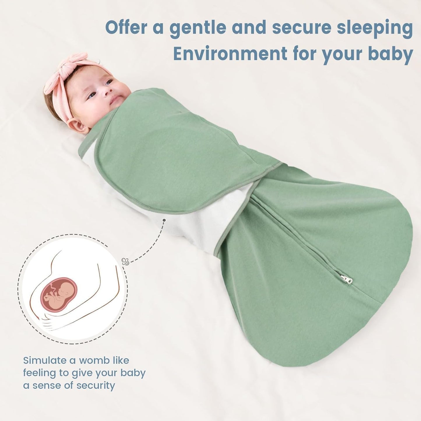 ZIGJOY Baby Sleep Sack Swaddle - 100% Cotton Wearable Blanket for Newborns 0-6 Months | Green
