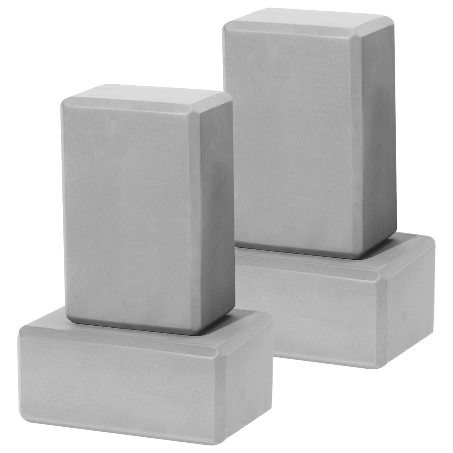 4 Pack Yoga Blocks - Premium EVA Foam Blocks for Pilates Workout, Stretching, Meditation - Yoga Brick for Flexibility, Balance, Spine Strength, Non-slip and Lightweight Exercise Blocks (Gray)