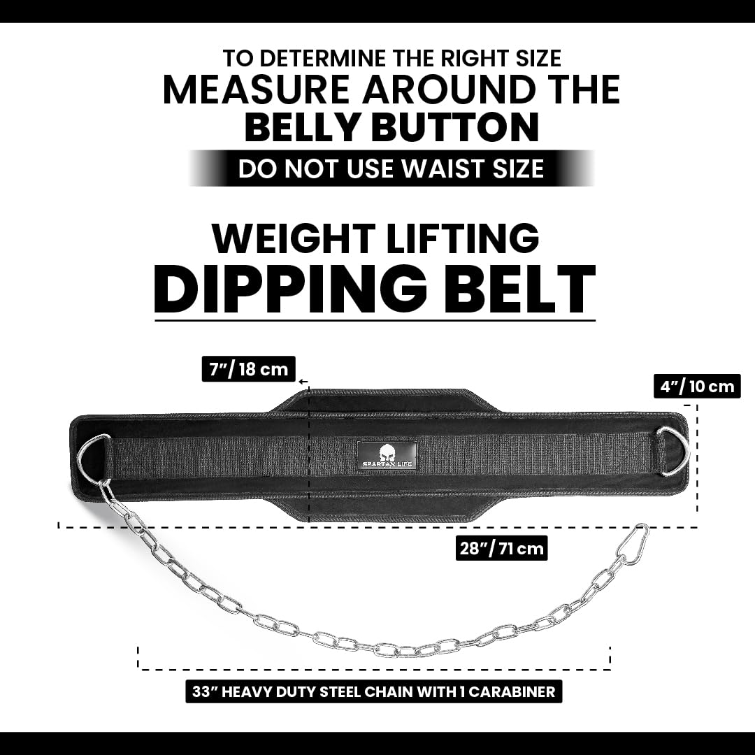 Victorbudo USA Dip Belt for Weightlifting, Weighted Belt with Chain for Pullup, Gym Lifting Belt for Powerlifting, Squat, Bodybuilding, Heavy Duty Steel, Workout Belt with Comfortable Neoprene Support