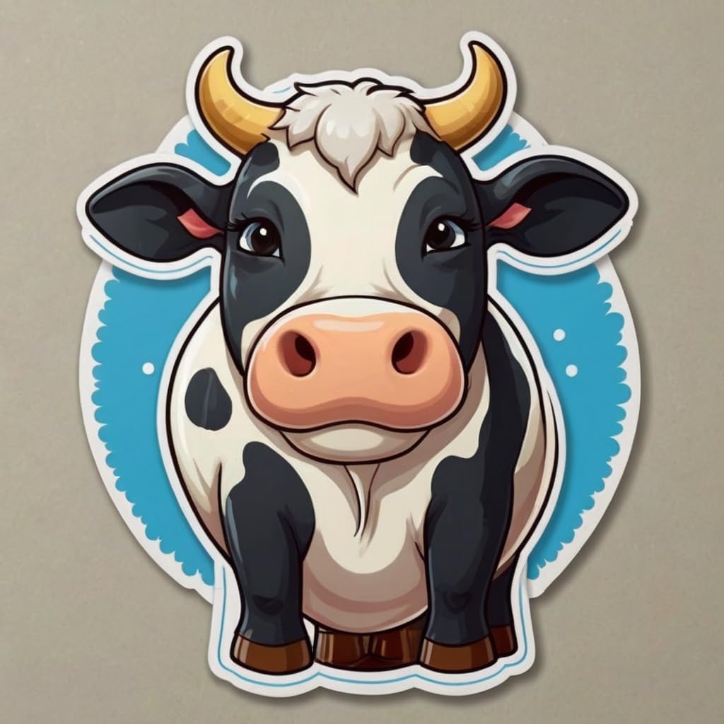 Acatalepsy Sticker 2in, 31) Cute Dairy Cow Stickers for Water Bottle Waterproof Vinyl Kawaii Animal Stickers for Laptop