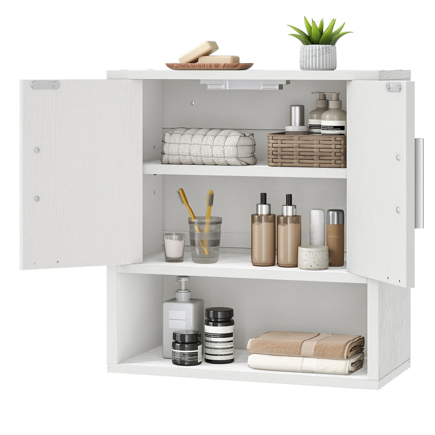 HOOBRO Bathroom Wall Cabinet, Medicine Cabinet, 15 x 7.1 x 16.1Inches, Adjustable Shelf, Over The Toilet Wall Storage Cabinet, for Bathroom, Bedroom, White