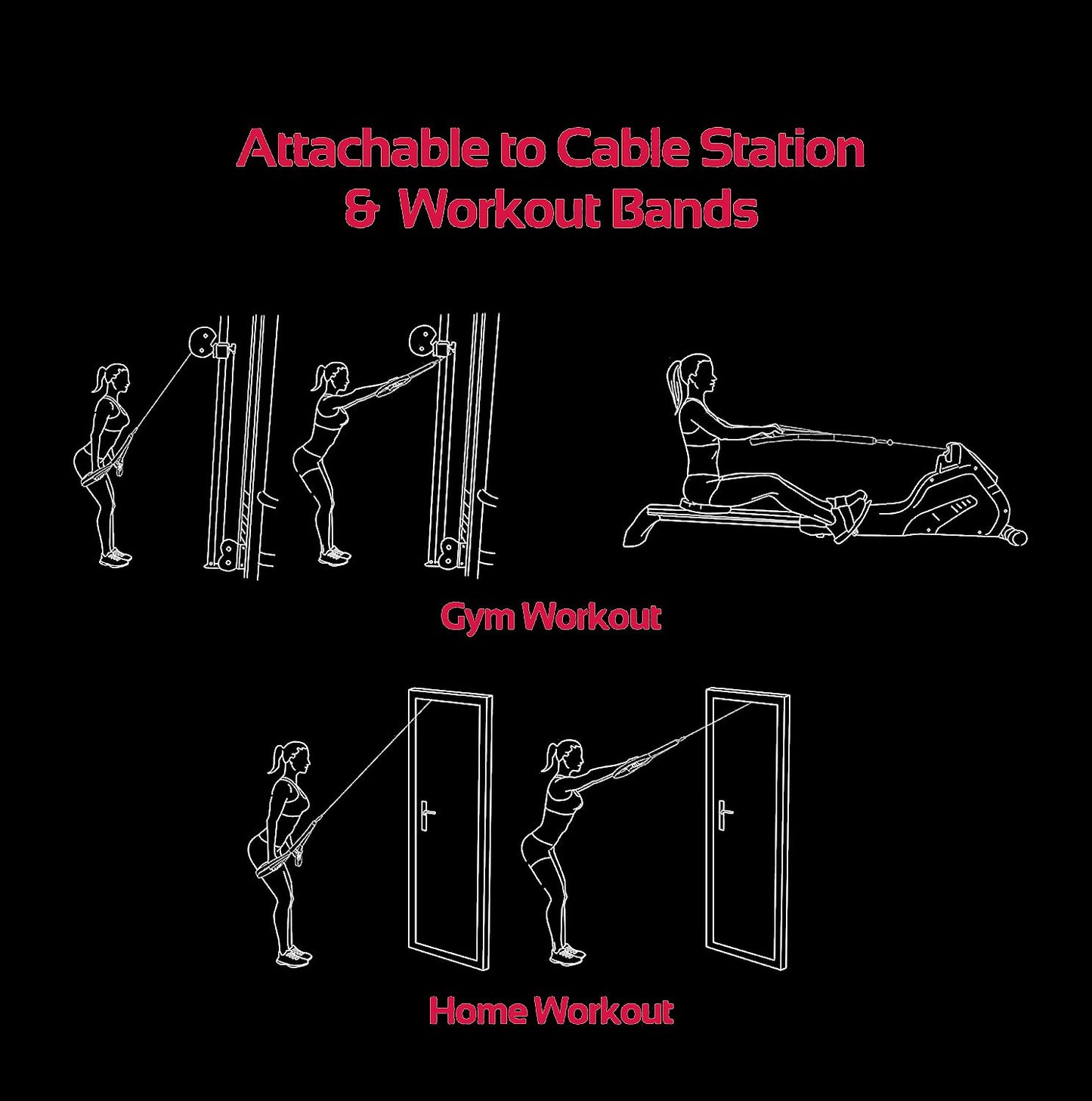 Tricep Rope Cable Attachment Adustable Length (24-54 Inch) ,Ideal Alternative for 27 36 48 Inch Long Tricep Ropes, Greater Range of Motion,Pull Down Rope Extension Straps Cable Crossover Accessories